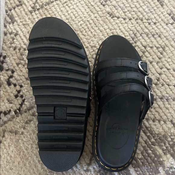 Dr. Martens Black Slide Sandals with Silver Buckles - Picture 2 of 2